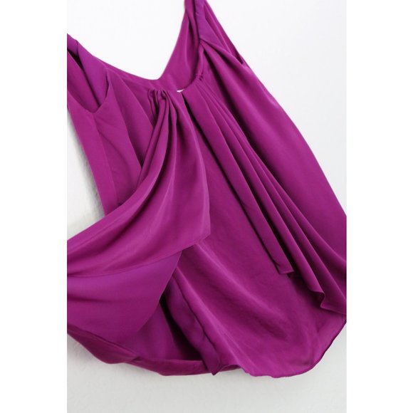 Diane Von Furstenberg DVF Pepe Twist Shoulder Pleated Layered Tank Top Violet 2 - Picture 5 of 12